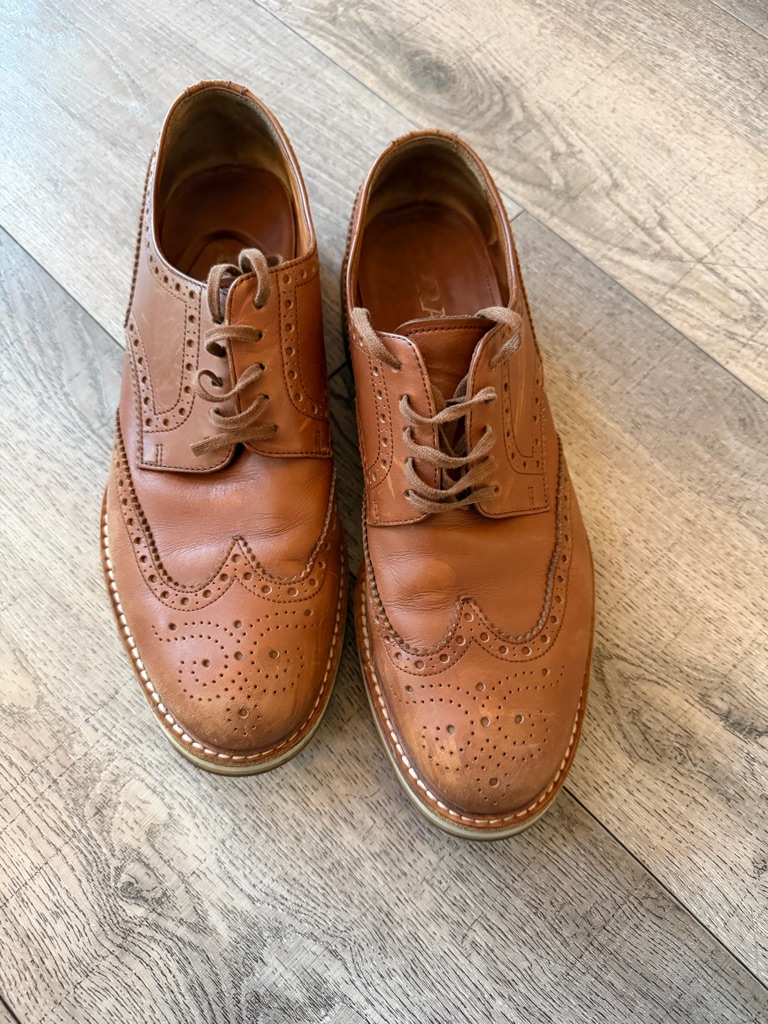 Prada Men's Tan Leather Wingtip Oxfords 7.5 Prada Size